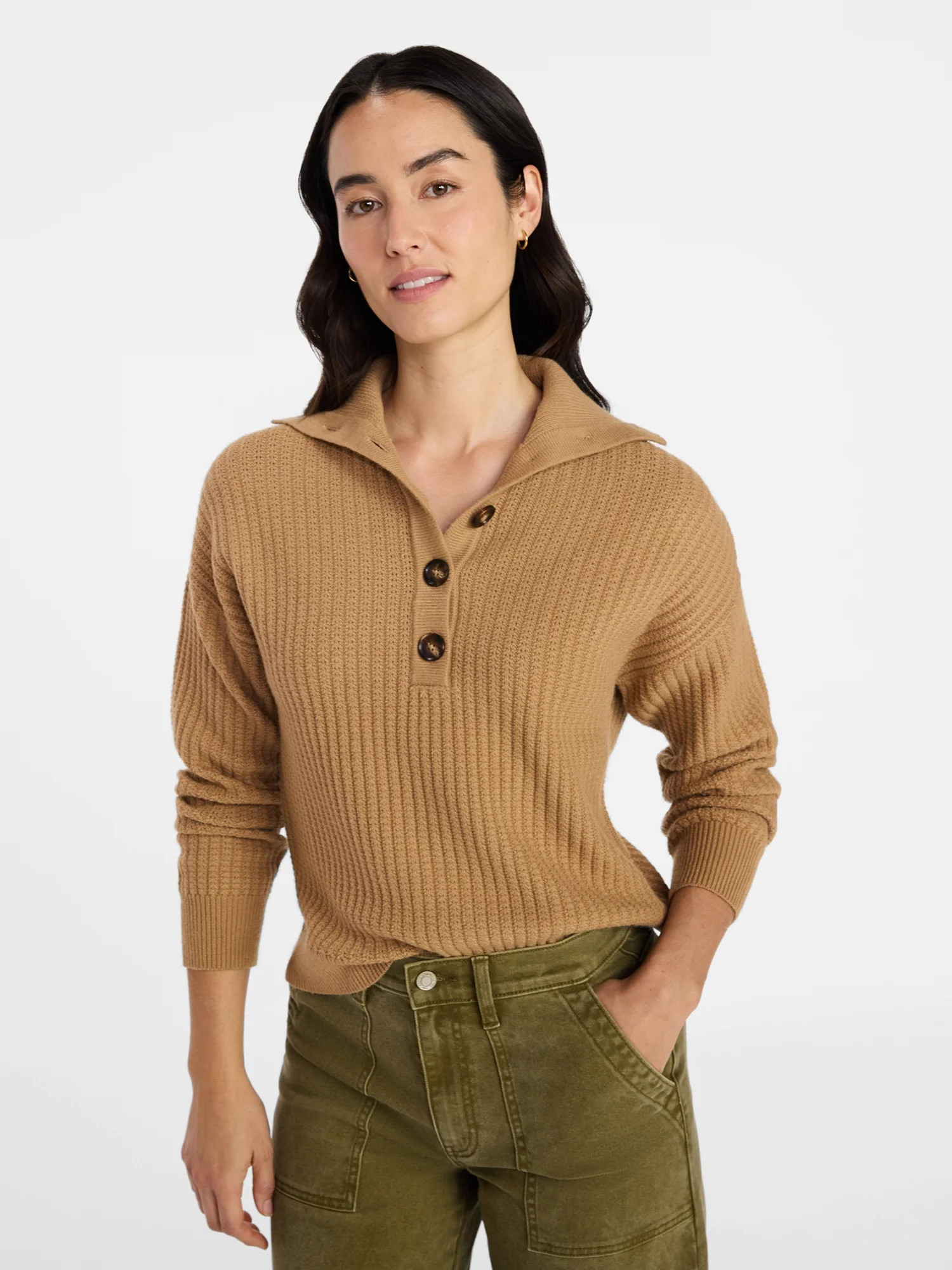 Time and Tru Women's Pullover Henley Sweater, Sizes XS-XXXL | Walmart (US)