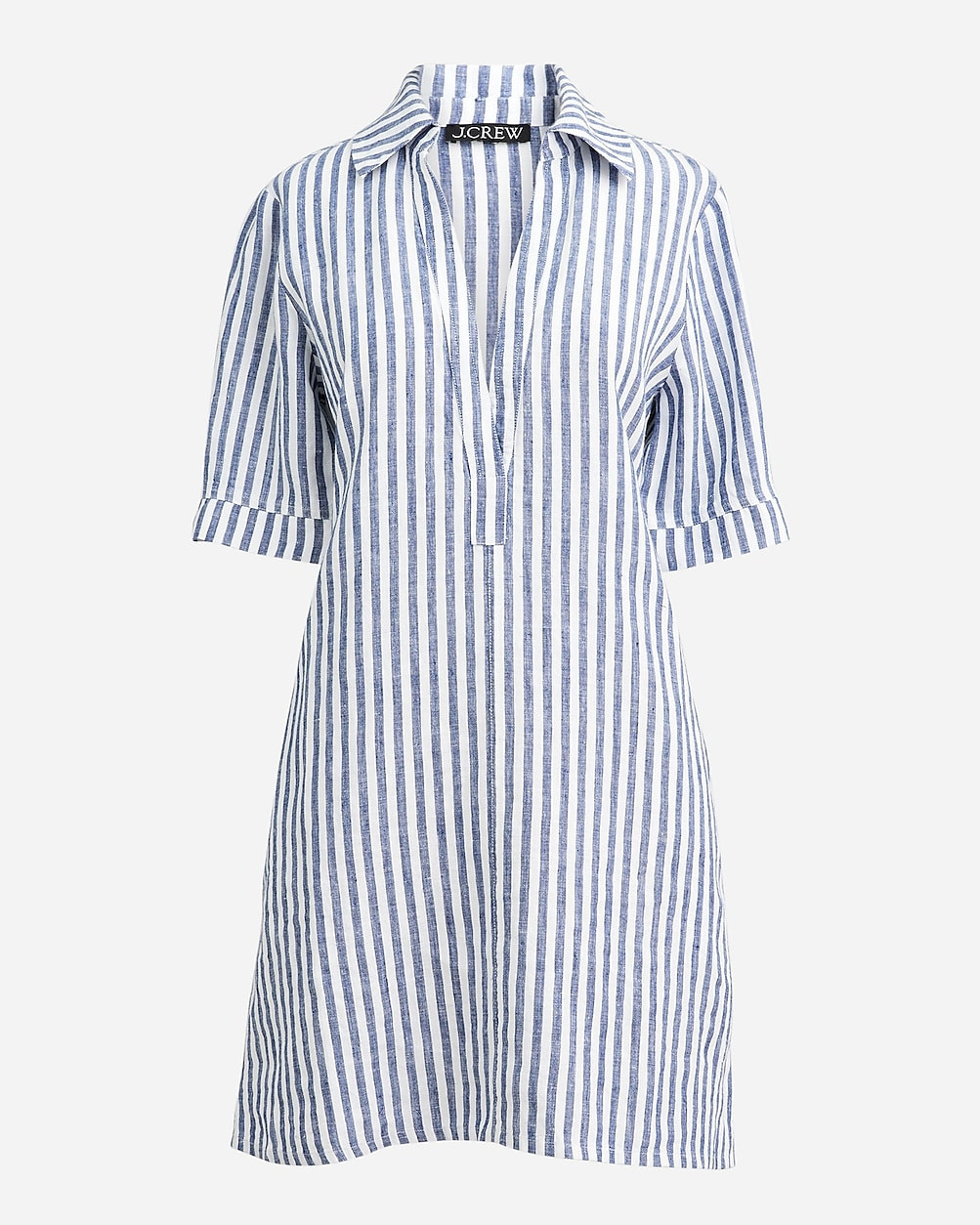 Tall Bungalow popover dress in striped linen | J. Crew US