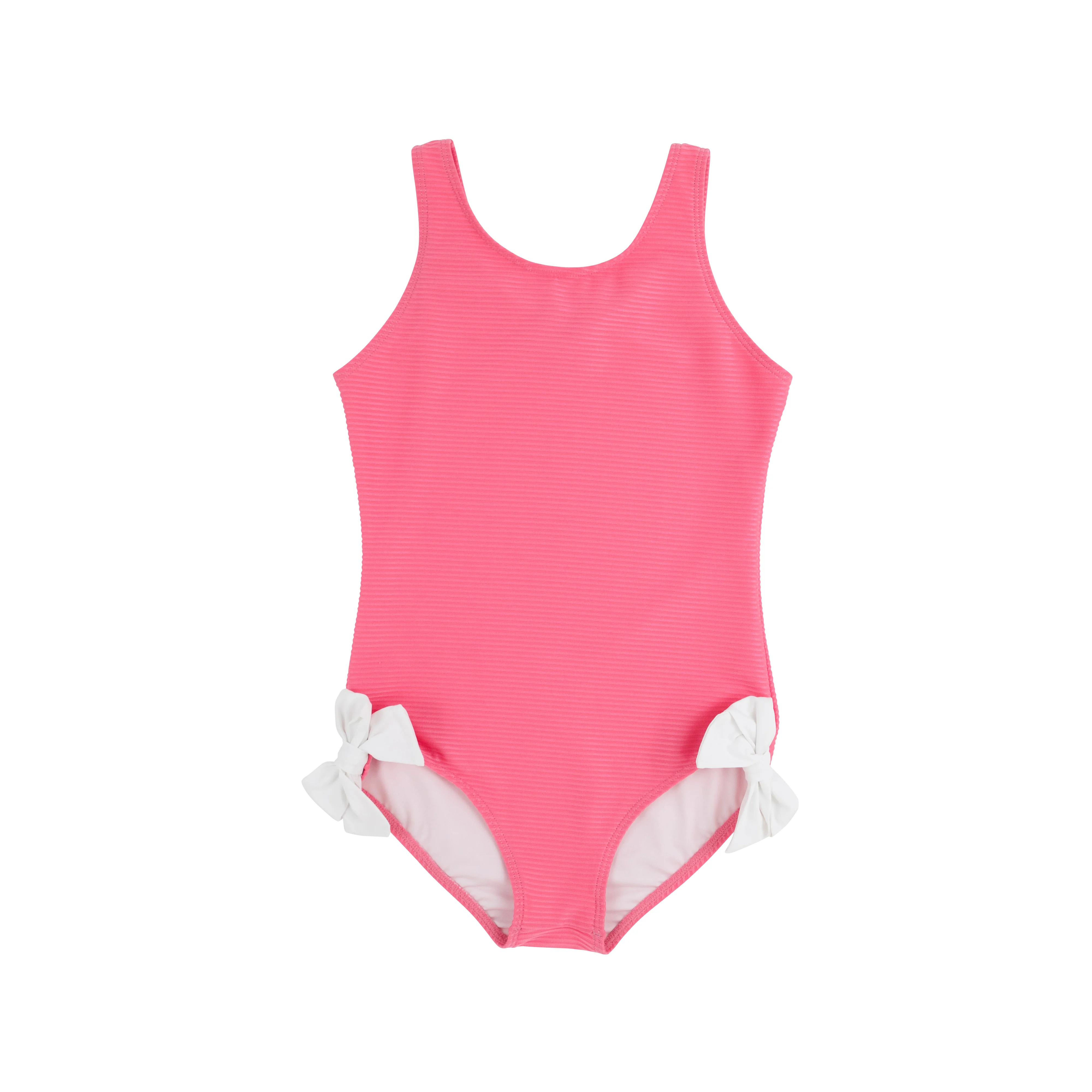 Bradenton Beach Bathing Suit (Ribbed) - Romany Rose with Worth Avenue White Bows | The Beaufort Bonnet Company