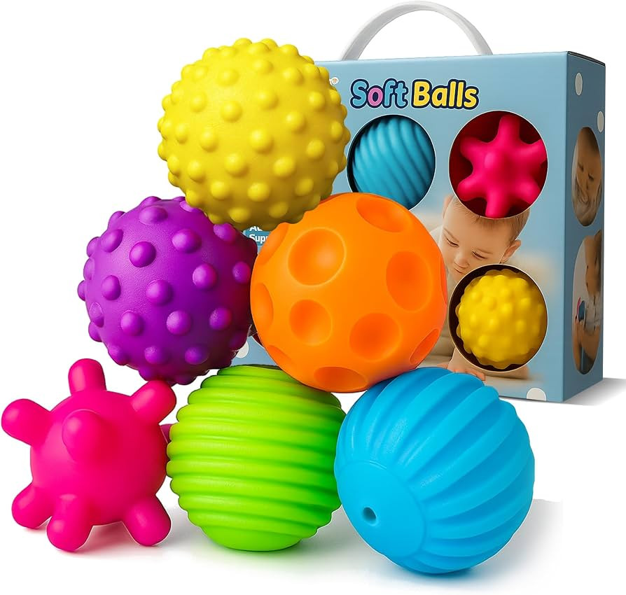 Baby Textured Multi Sensory Toys Massage Ball Gift Set BPA Free for Toddlers 1-3 Soft Balls Monte... | Amazon (US)