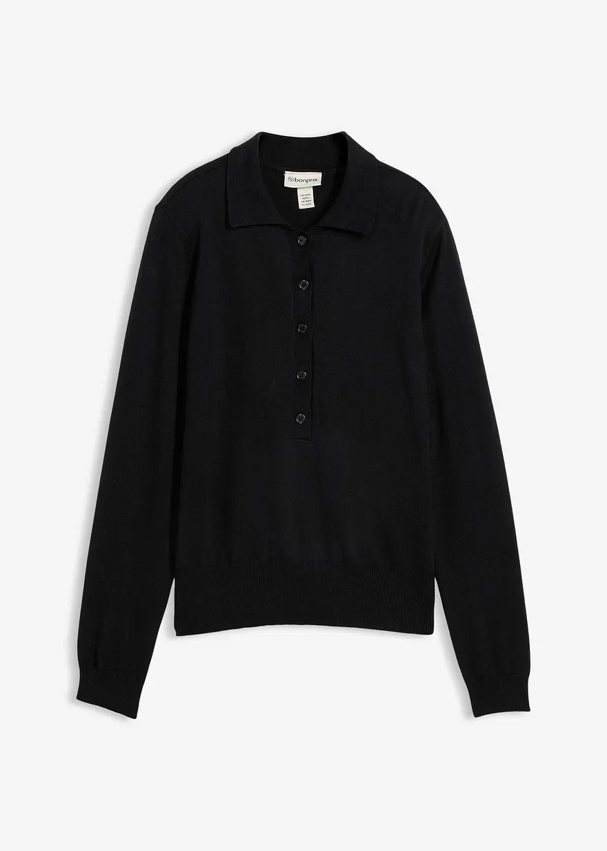 Polo-Pullover mit Seidenanteil | Bonprix DE