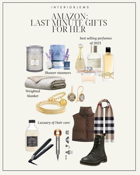 Amazon last-minute gifts for her beauty, supplies, popular perfume, hair, tools, jewelry, shower bombs, trending vest, plaid scarf, trending booties

#LTKstyletip #LTKGiftGuide #LTKHoliday