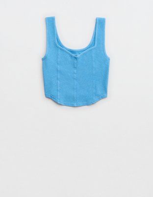 Aerie Cropped Ribbed Corset Tank Top | American Eagle Outfitters (US & CA)