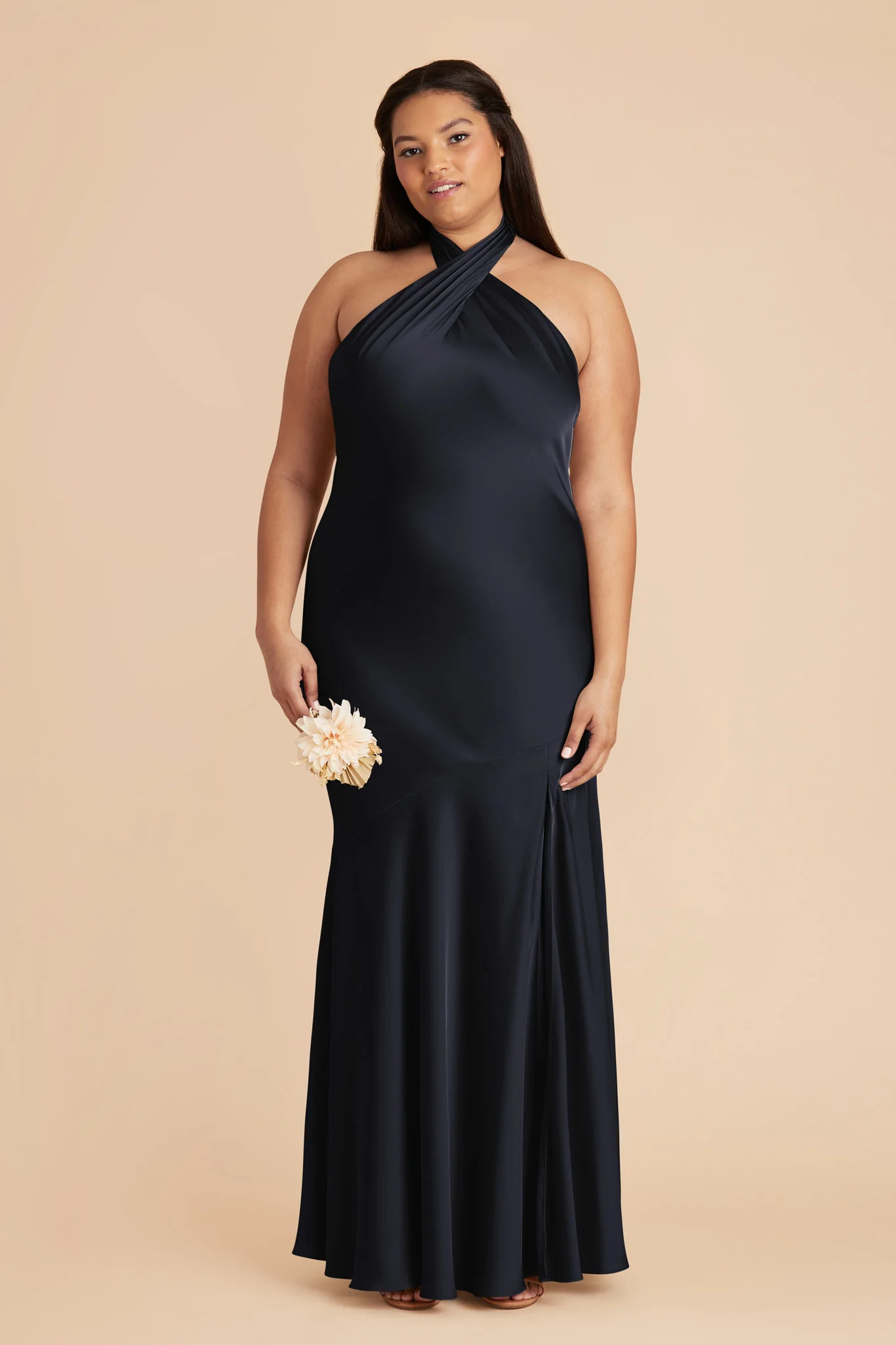 Stephanie Navy Matte Satin Bridesmaid Dress | Birdy Grey | Birdy Grey