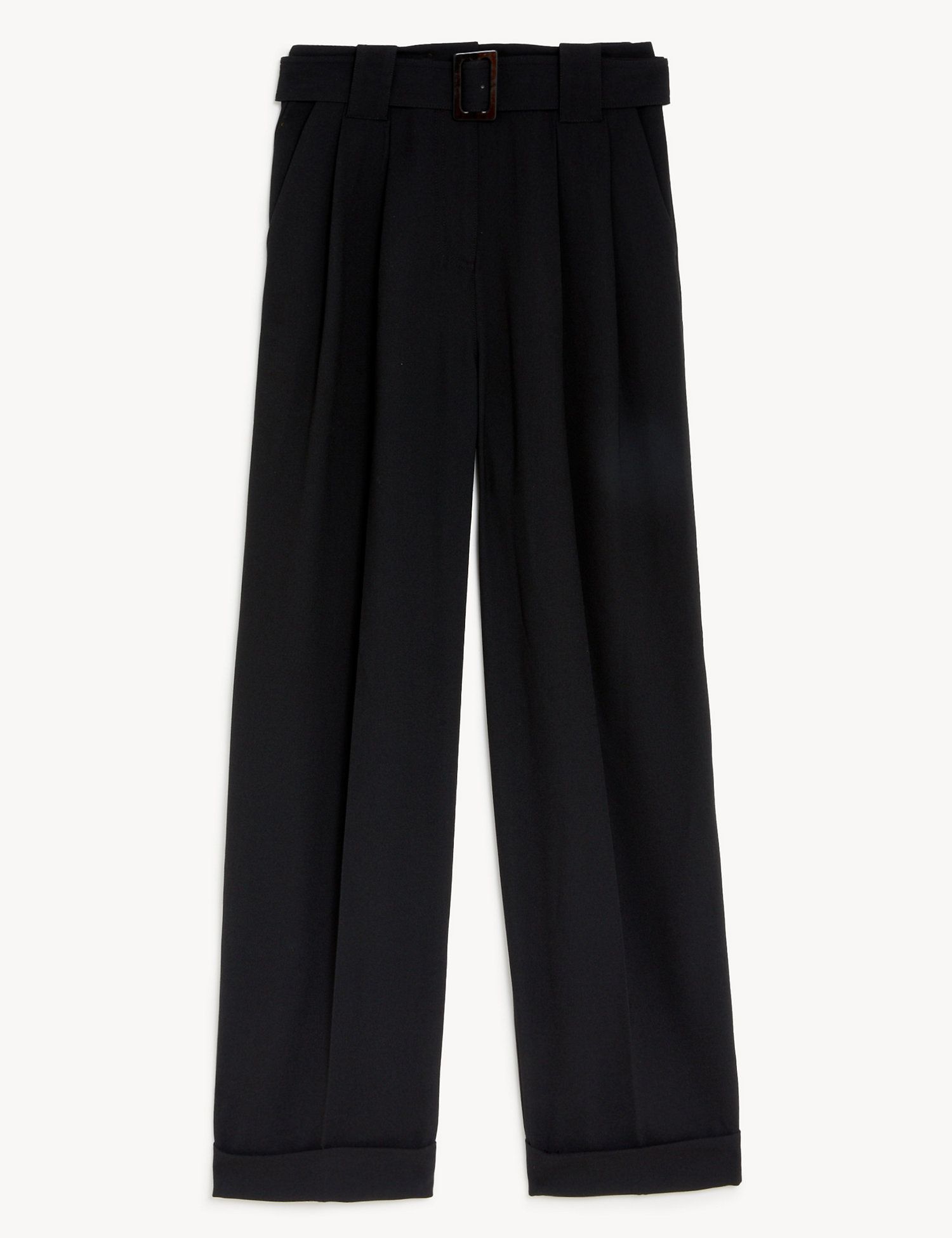 Belted Relaxed Straight Trousers | Marks & Spencer (UK)
