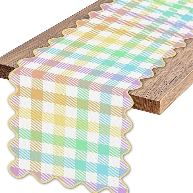 Easter Buffalo Plaid Table Runner Farmhouse Gingham Kitchen Dining Table Centerpiece Pastel Sprin... | Amazon (US)