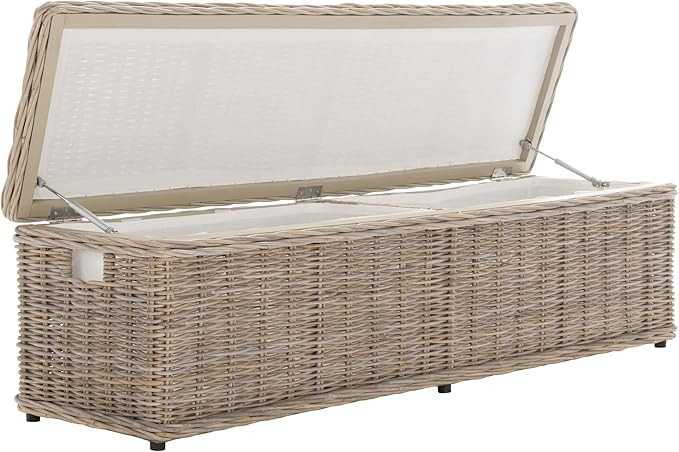 SAFAVIEH Furniture - Caius Rattan Trunk - Grey - Rattan - Coastal Woven Design - Ideal for Living... | Amazon (US)