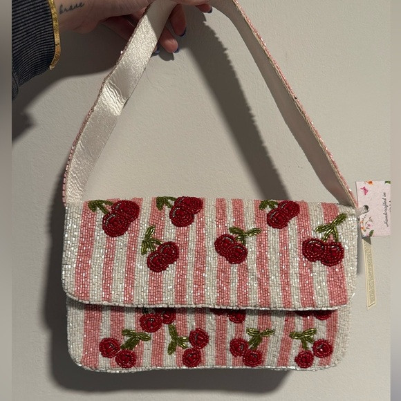 Cherry Beaded Pink and White Women's Bag | Poshmark