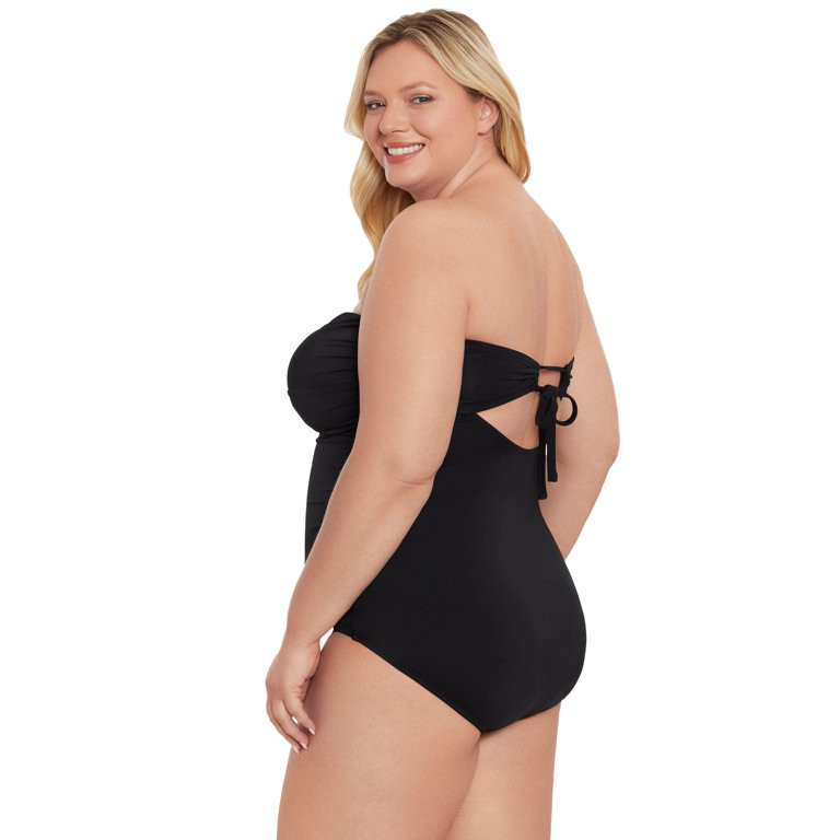 Time and Tru Women’s and Plus Bandeau Twist Front One Piece Swimsuit | Walmart (US)