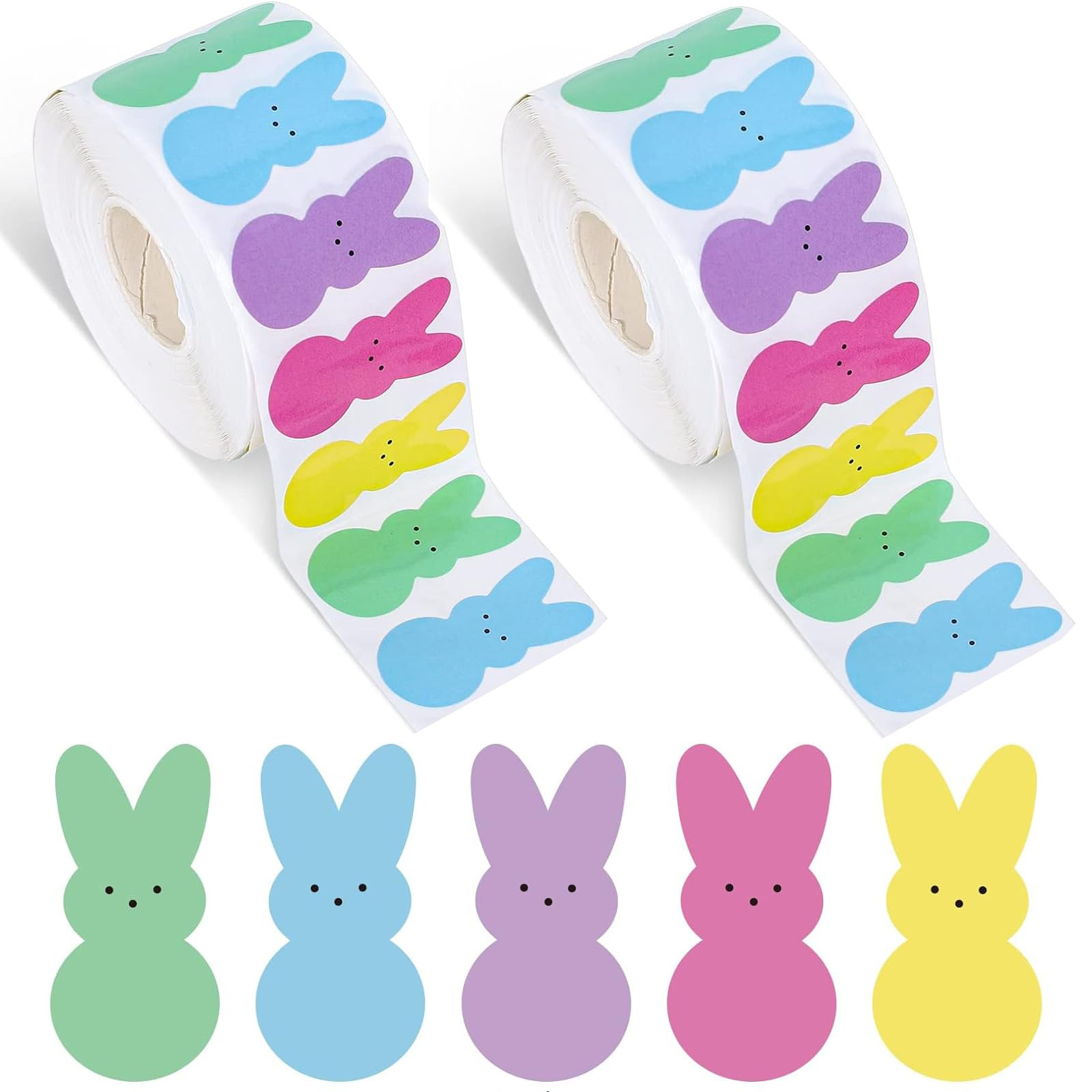 2000Pcs Bunny Stickers Easter Rabbit Adhesive Label Sticker 2 Roll Decorative Stickers for Easter... | Amazon (US)