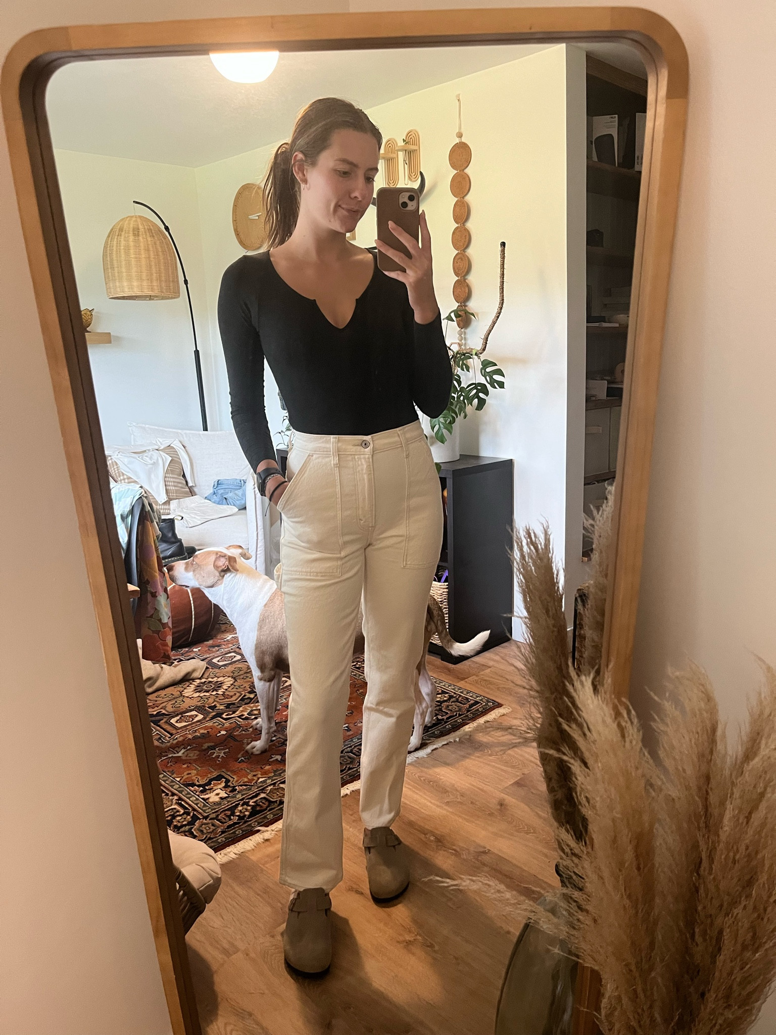 Bodysuits are the PERFECT basic. They go with everything. I thrifted this Madewell one, but I linked some similar. Linked these jeans too!!! I’m obsessed with the Carpenter details from A&F.

#LTKworkwear #LTKfindsunder100
