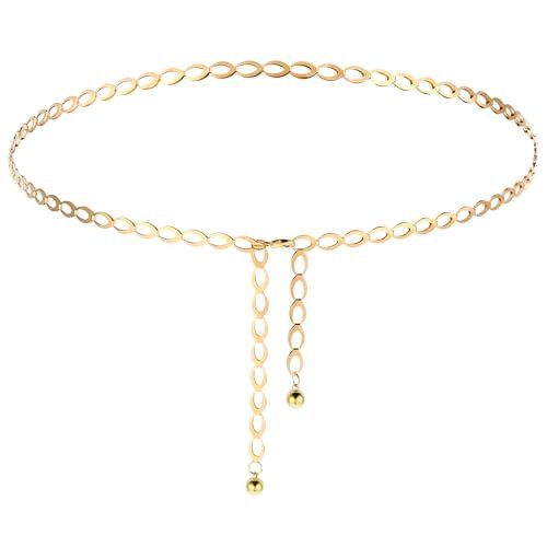 Waist Chains for Women, Gold Plated Body Chains, Adjustable Waist Chain, Metal Body Belly Chain for the Waist, Chain Chunky Belt, Long Hollow Belt for Jean Pants Dress | Amazon (US)