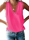 BLENCOT Women Lace Trim Tank Tops V Neck Fashion Casual Sleeveless Blouse Vest Shirts | Amazon (US)