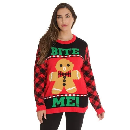 #followme Womens Ugly Christmas Sweater - Sweaters for Women (Black - Bite Medium) | Walmart (US)
