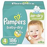 Diapers Size 4, 186 Count and Baby Wipes - Pampers Baby Dry Disposable Baby Diapers, ONE Month Suppl | Amazon (US)