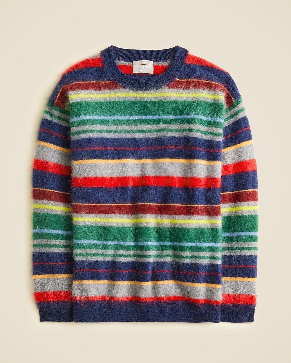 Brushed cashmere relaxed crewneck sweater in vintage stripe | J. Crew US