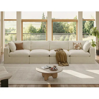 Modular Sectional Sofa Couch, 135 Inch Oversized L-Shape Sofa, 4 Seater Upholstered With Soft Corduroy Fabric And 2 Pillows | Wayfair North America