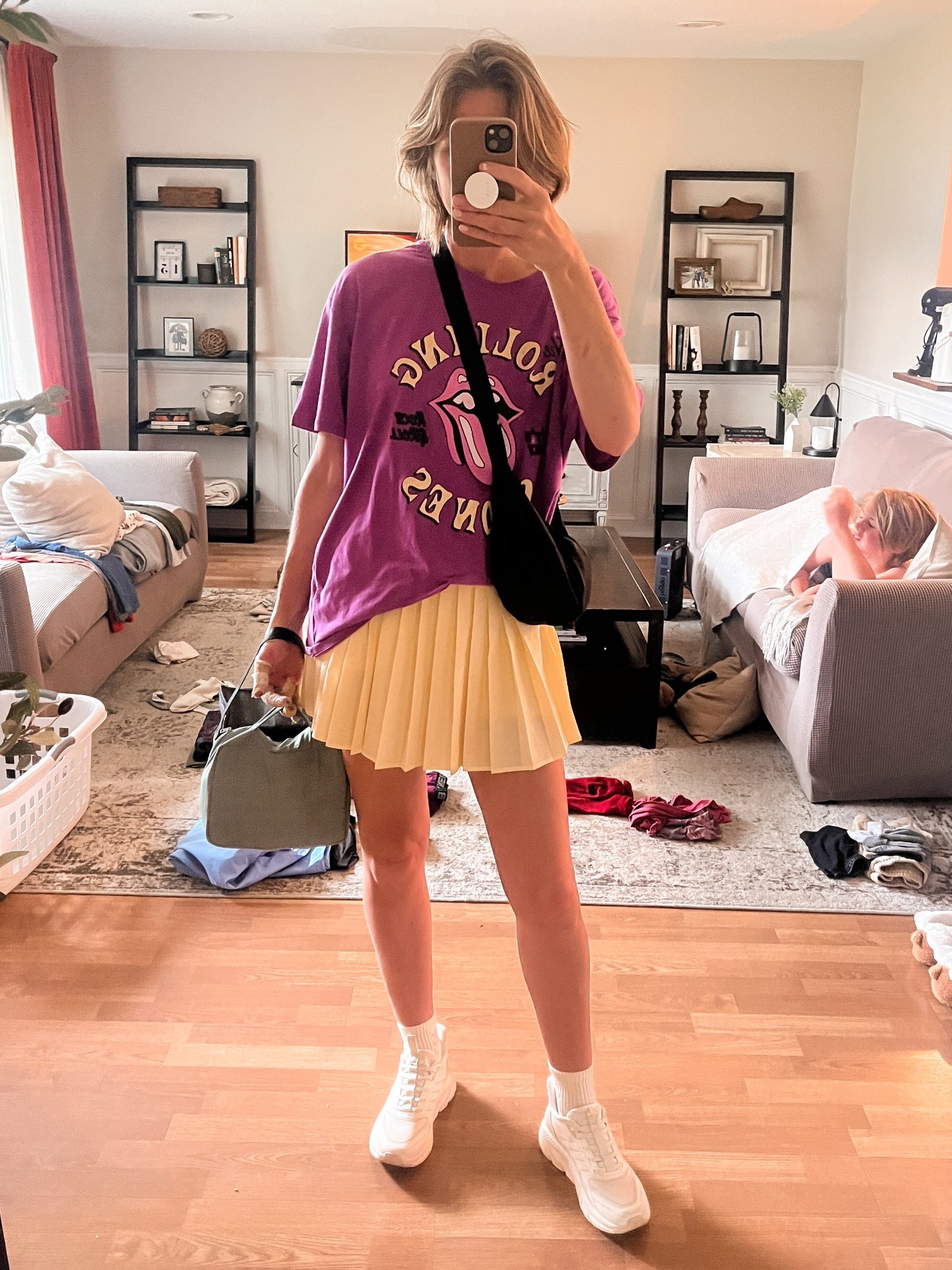 Wearing an extra-large in this T-shirt and true medium skirt. Sneakers are so incredibly comfortable and easy to slip on and fit true to size as well.

#LTKOver40 #LTKStyleTip #LTKFindsUnder50