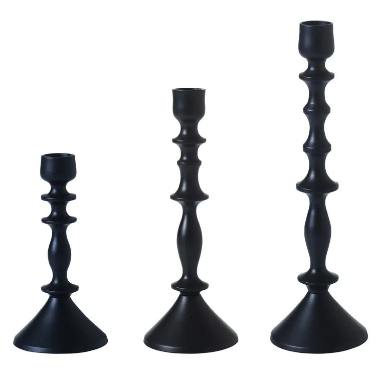 Beautiful Black Metal Taper Candle Holders by Drew Barrymore, Set of 3 | Walmart (US)