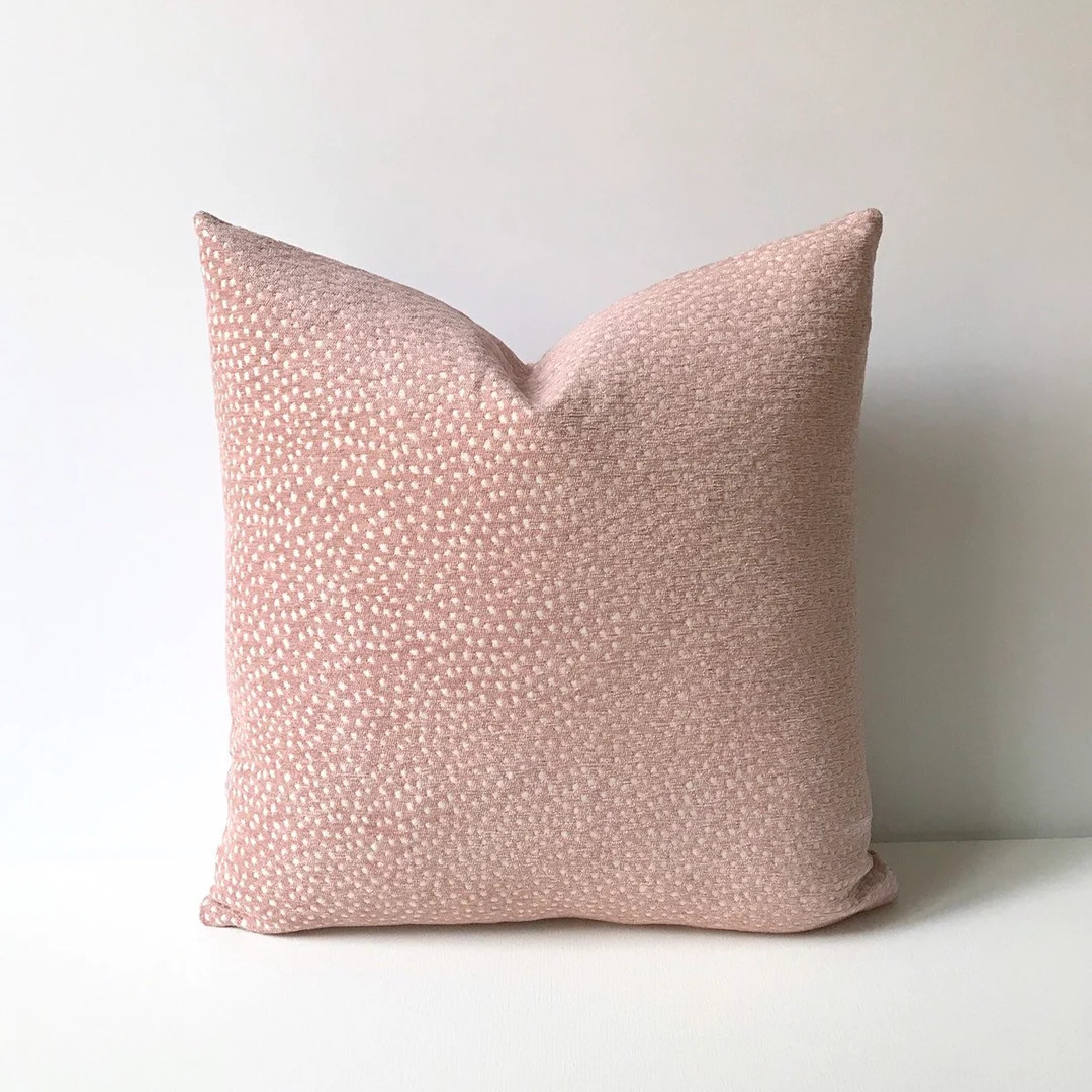 Blush Pink and Cream Chenille Confetti Polka Dot Decorative Throw Pillow Cover - Etsy | Etsy (US)