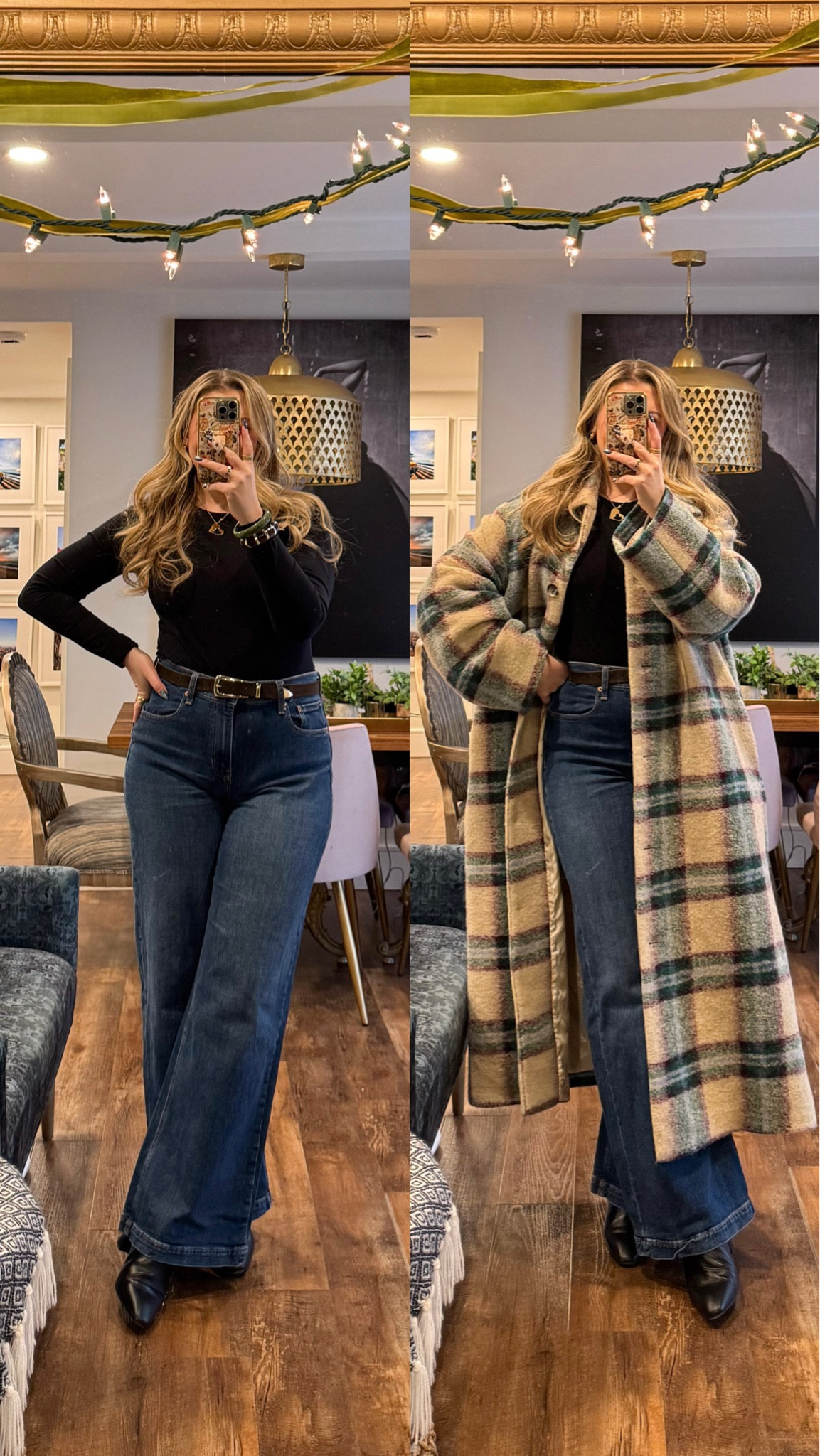 Wearing the jeans in long, they are true to size and have a lot of stretch. These are my favorite long sleeve shirts - I have multiple in crew & boatneck, I wear a medium. Boots are my absolute favorite, use code: JACKIE15 for 15% off. Wearing a medium in the belt. Linked similar coat.

#LTKMidsize #LTKootd #LTKOver40