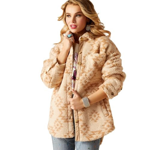 Ariat Women's Standard Sherpa Shacket Shirt Jacket, Natural Sw Print | Amazon (US)