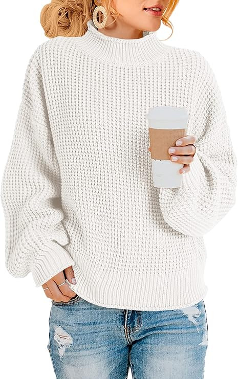 Saodimallsu Womens Turtleneck Oversized Sweaters Batwing Long Sleeve Pullover Loose Chunky Knit J... | Amazon (US)