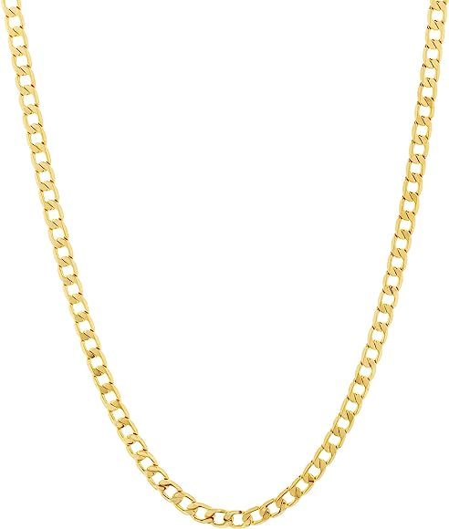 STRUCTURE BY NES 24K Yellow Gold Plated Brass 5MM 24 Inch Thin Curb Link Mens Chain Necklace | Amazon (US)