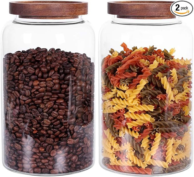 Large Glass Jar with Airtight Lid Set of 2 93 FL OZ(2750ml) glass canister set, Glass Food Contai... | Amazon (US)
