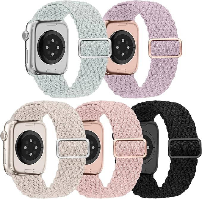 EOMTAM 5 Pack Braided Stretchy Adjustable Straps Compatible for Apple Watch Ultra 2/1 Band 38mm 4... | Amazon (US)
