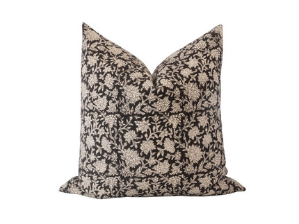 WickerandWhiteCo Moody Black Floral Throw Pillow