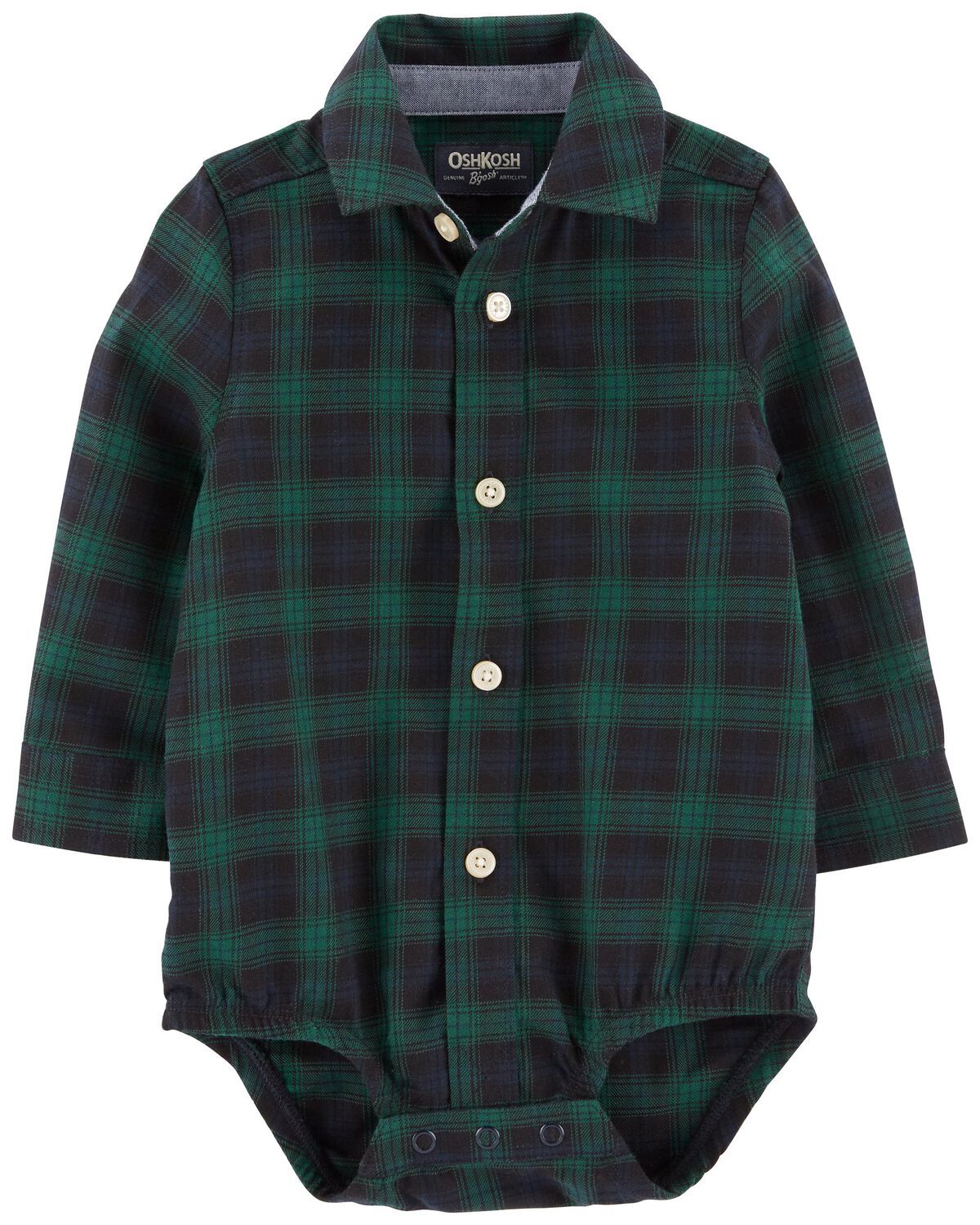 Green Plaid Baby Family Matching: Soft Twill Button-Front Bodysuit | oshkosh.com | OshKosh B'gosh