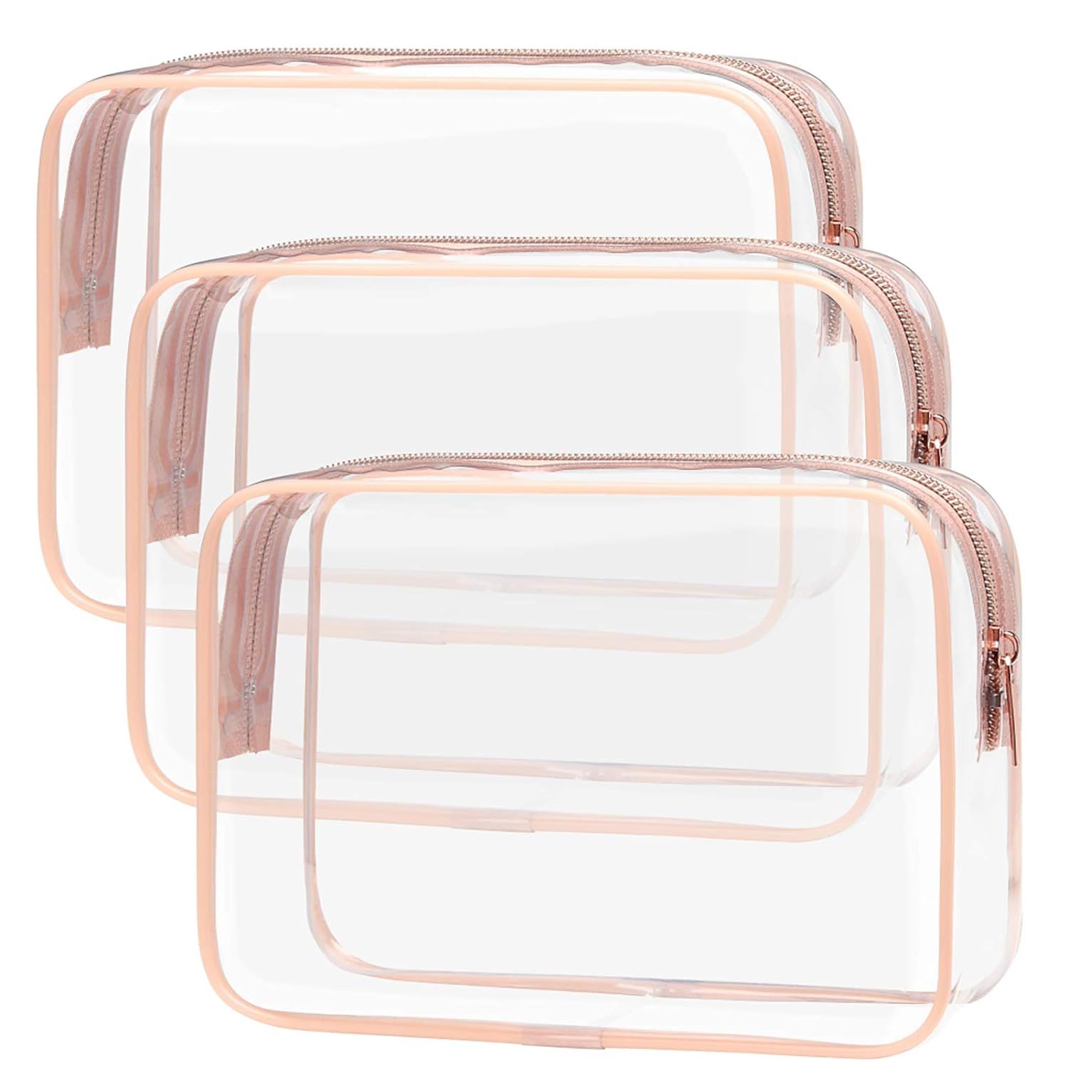 PACKISM Clear Makeup Bag with Zipper, 3 Pack Beauty Clear Cosmetic Bag TSA Approved Toiletry Bag,... | Amazon (US)