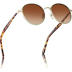 CARFIA Retro Round Polarized Sunglasses for Women UV Protection Acetate Arms Metal Frame Driving ... | Amazon (US)