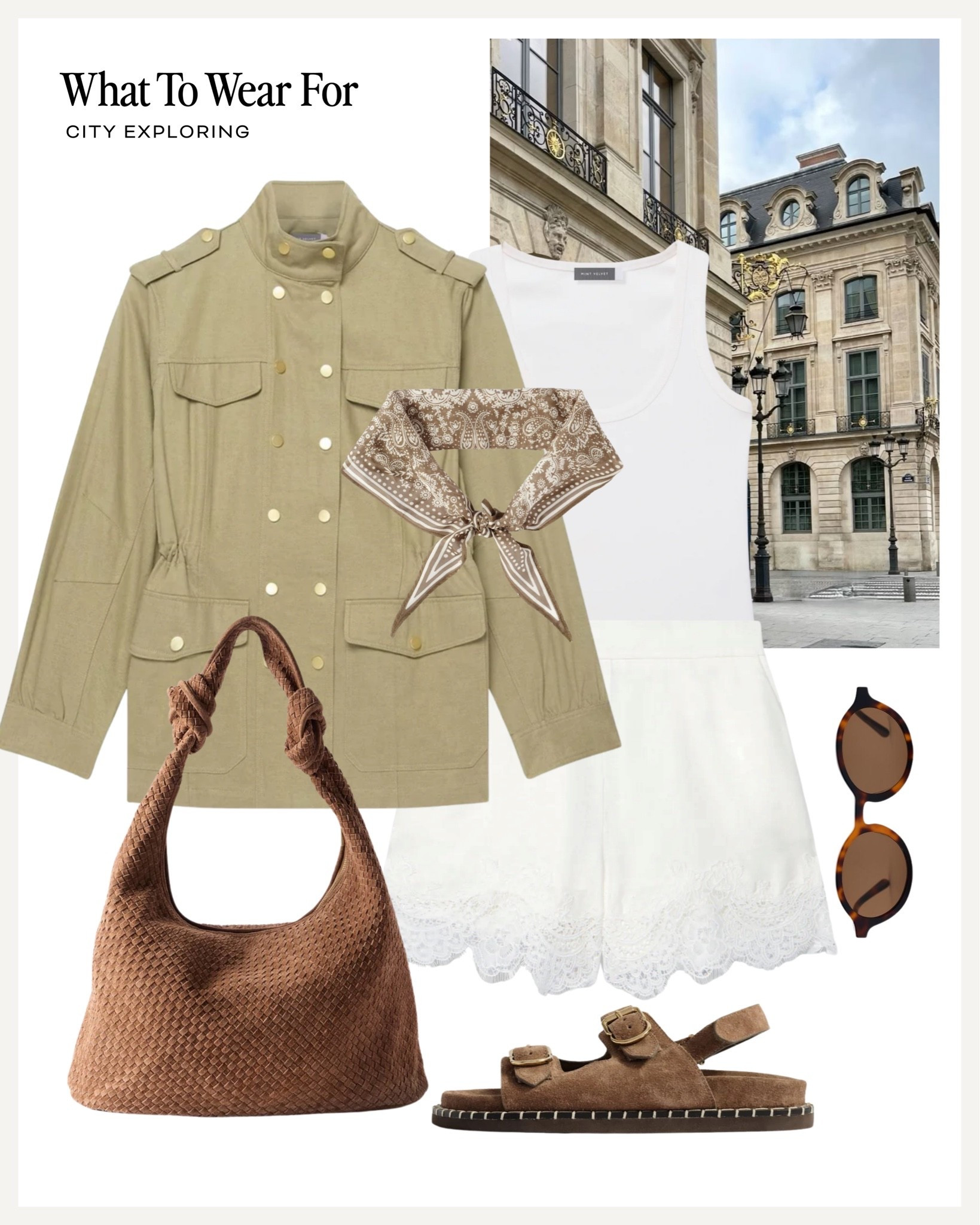 City exploring 

Mint velvet outfit, lace shorts, khaki jacket, spring summer, suede bag

#LTKsummer #LTKuk #LTKspring