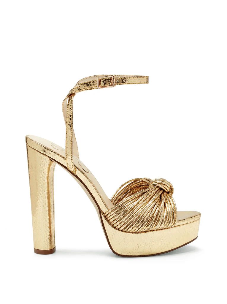 Immie Platform Sandal in Gold Snake | Jessica Simpson E Commerce