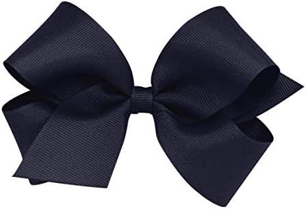 Wee Ones Girls' Plain Wrap Grosgrain Hair Bow on a WeeStay No-Slip Hair Clip, Medium, Navy | Amazon (US)