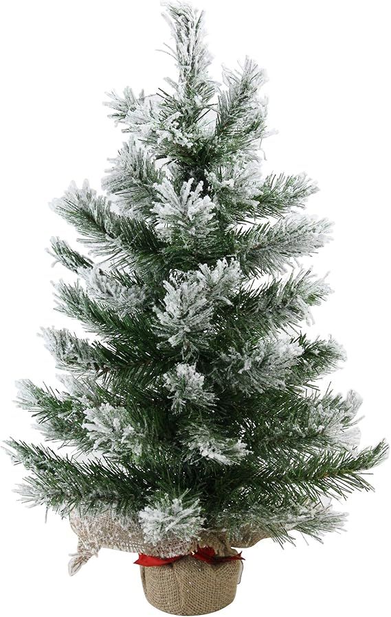 Northlight Pine Artificial Christmas Tree in Burlap Base, 24", White | Amazon (US)