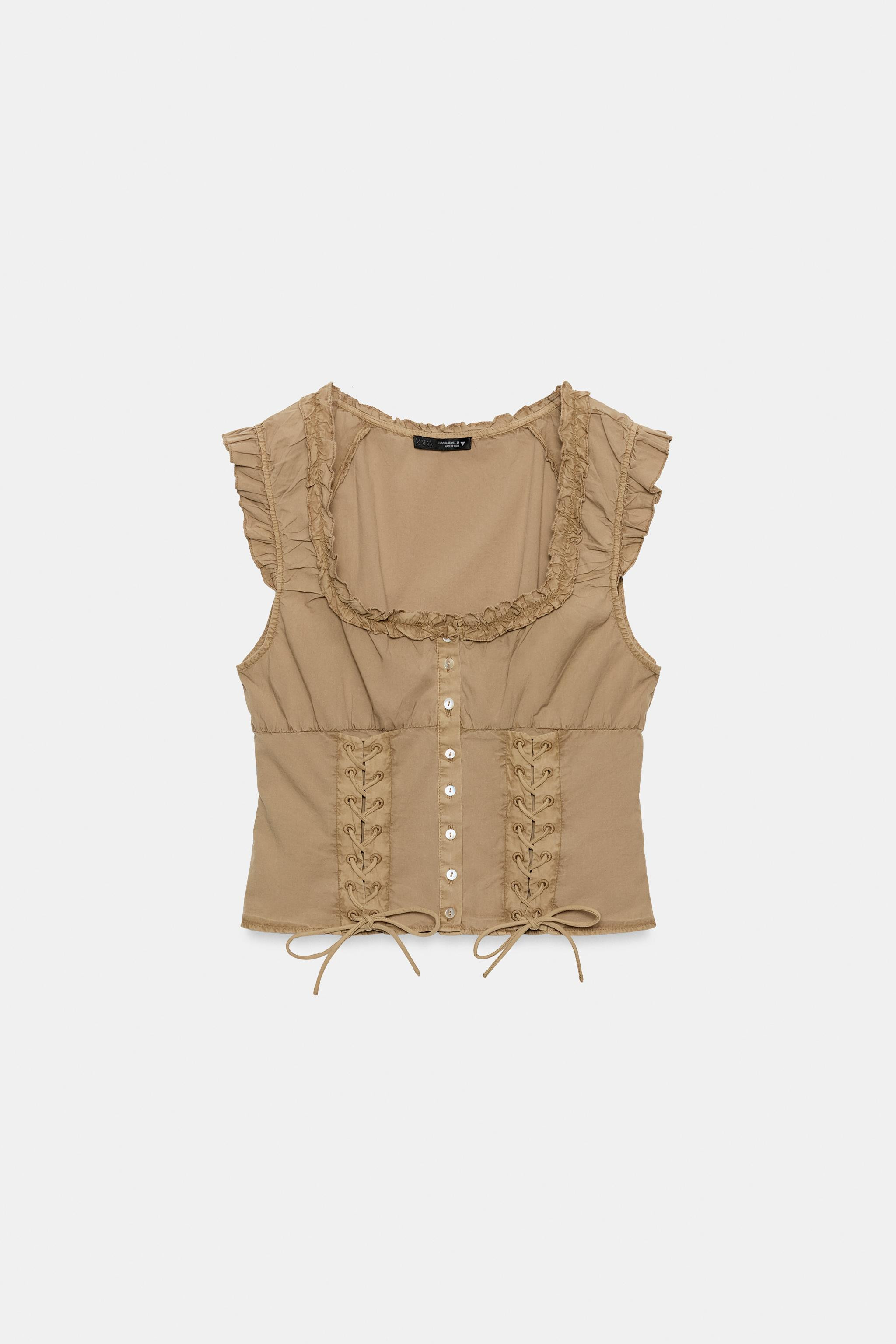 WASHED EFFECT POPLIN TOP | Zara UK
