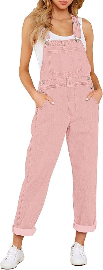GRAPENT Overalls for Women Loose Fit Jean Denim Bib Jumpsuit Stretch Overall Pants | Amazon (US)