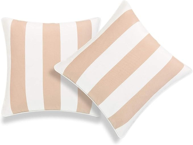 Hofdeco Patio Indoor Outdoor Throw Pillow Cover ONLY, for Backyard, Couch, Sofa, White Tan Sand S... | Amazon (US)