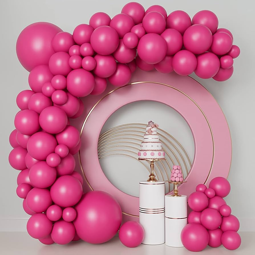 Hot Pink Balloons 103 pcs Pink Balloons Garland Arch Kit 5/10/12/18 Inch Different Sizes Hot Pink... | Amazon (UK)