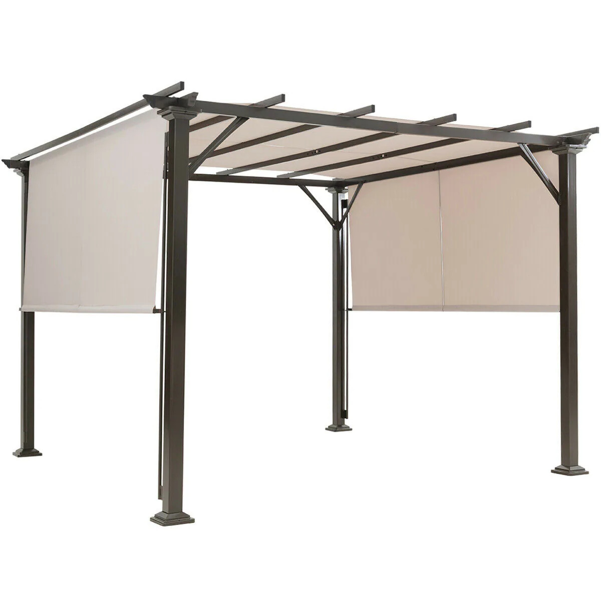 Forclover Pergola 10-ft W x 10-ft L x 7-ft 3-in H Beige Metal Freestanding Pergola with Canopy Polyester Large | HYFE-70482BE | Lowe's
