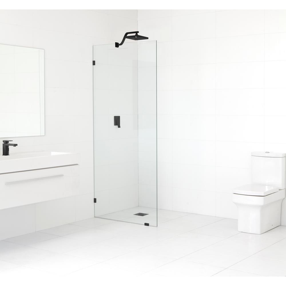Glass Warehouse 29 in. x 78 in. Frameless Fixed Shower Door in Matte Black without Handle-GW-SFP-... | The Home Depot