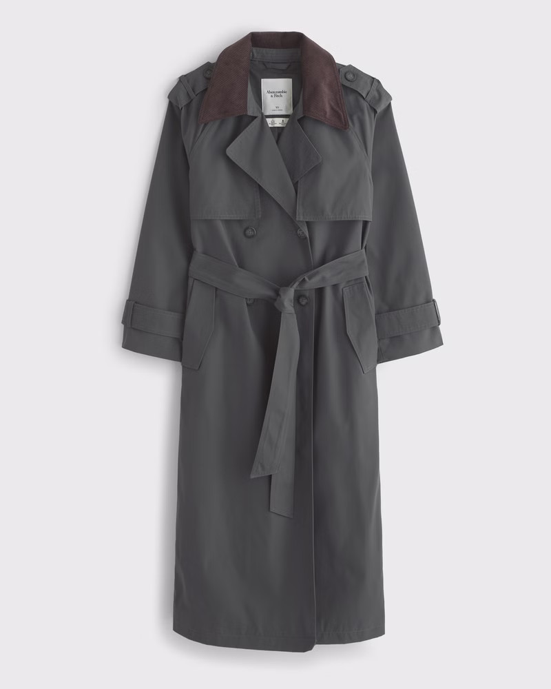 Abercrombie & Fitch Women's Classic Trench Coat in Dark Gray - Size XS PETITE | Abercrombie & Fitch (US)