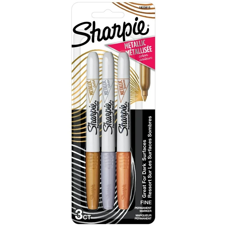 Sharpie Metallic Permanent Markers, Fine Point, Assorted Metallic, 3 Count - Walmart.com | Walmart (US)