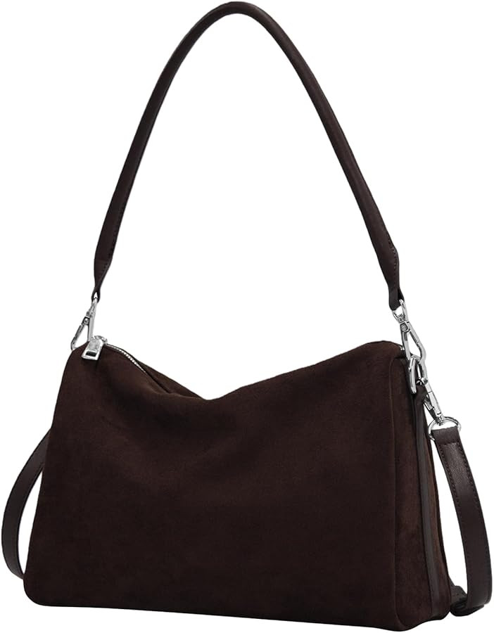 Suede Tote Bags for Women, Suede Purse Handbag Vintage Slouchy Hobo Shoulder Crossbody Bag | Amazon (US)