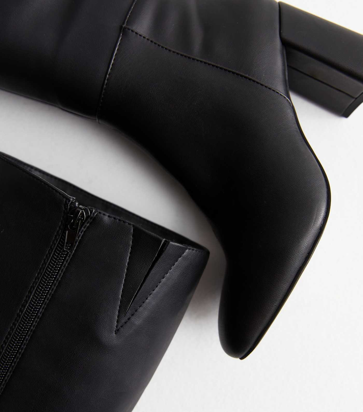 Black Leather-Look Stretch Block Heel Knee High Boots
						
						Add to Saved Items
						Remov... | New Look (UK)