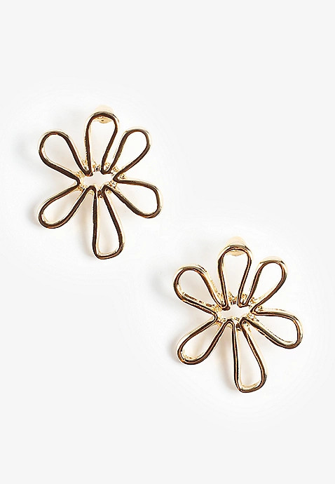 Gold Wire Flower Stud Earrings | Maurices