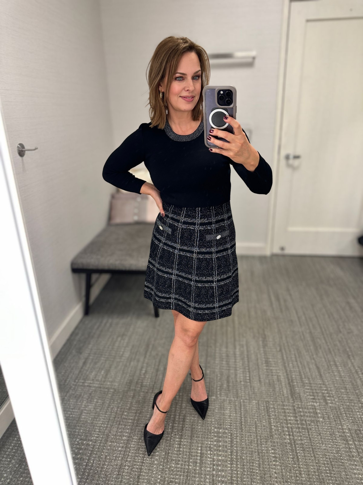 I just love this one! This will be perfect for dinner out on the town or a holiday party. That’s “not too dressy”. This is a very comfortable and I love the fact that it has a sleeve. I’m wearing a small true to size. This is a must have.

#LTKPetite #LTKHoliday #LTKOver40